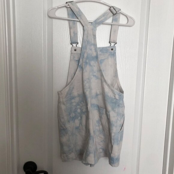 New Aerie Women's XS Tie-Dye Denim Overalls - Light Blue & White NWT - Picture 7 of 8